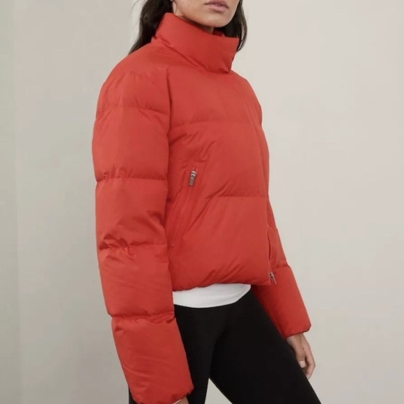 Athleta Summit Cropped Down Puffer Coat - Cardinal Red / Orange - Size XL - NWOT - Picture 6 of 6